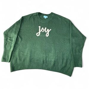 CeCe Green “Joy” Knit Sweater Size Large Cozy Holiday Pullover NEW No Tags